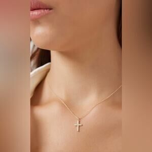 NEW Dainty Gold Cross Delicate Necklace Chain Minimalist Gold A0110